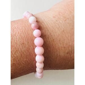 Pink Opal Bracelet 925 Sterling Silver Adjustable Dainty Crystal Healing Jewelry